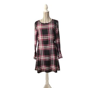 Ann Taylor LOFT Plaid  Multicolor Lightweight Long Sleeve Fit&Flare Mini Dress 4